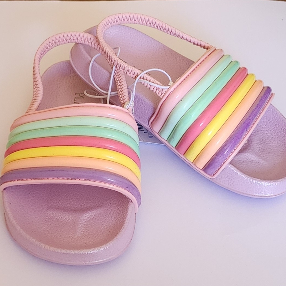 The Children's Place Pink and Purple Sandals with Striped Band